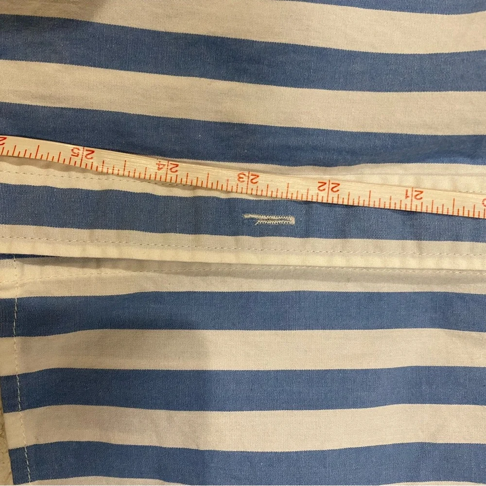 J Crew White with Blue Striped Women's Button Down Cotton Shirt size Large